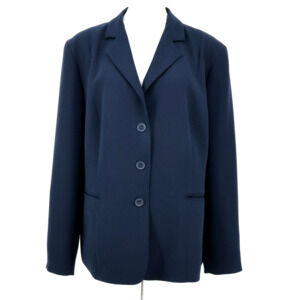 Jones NY Jacket Plus Size 20W Navy Blue Lined Blazer Pockets Career Preppy